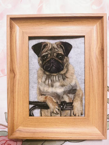 🐑 Personalisierte Haustier-Filzbild – Handgefertigte Wollfilz-Kunst