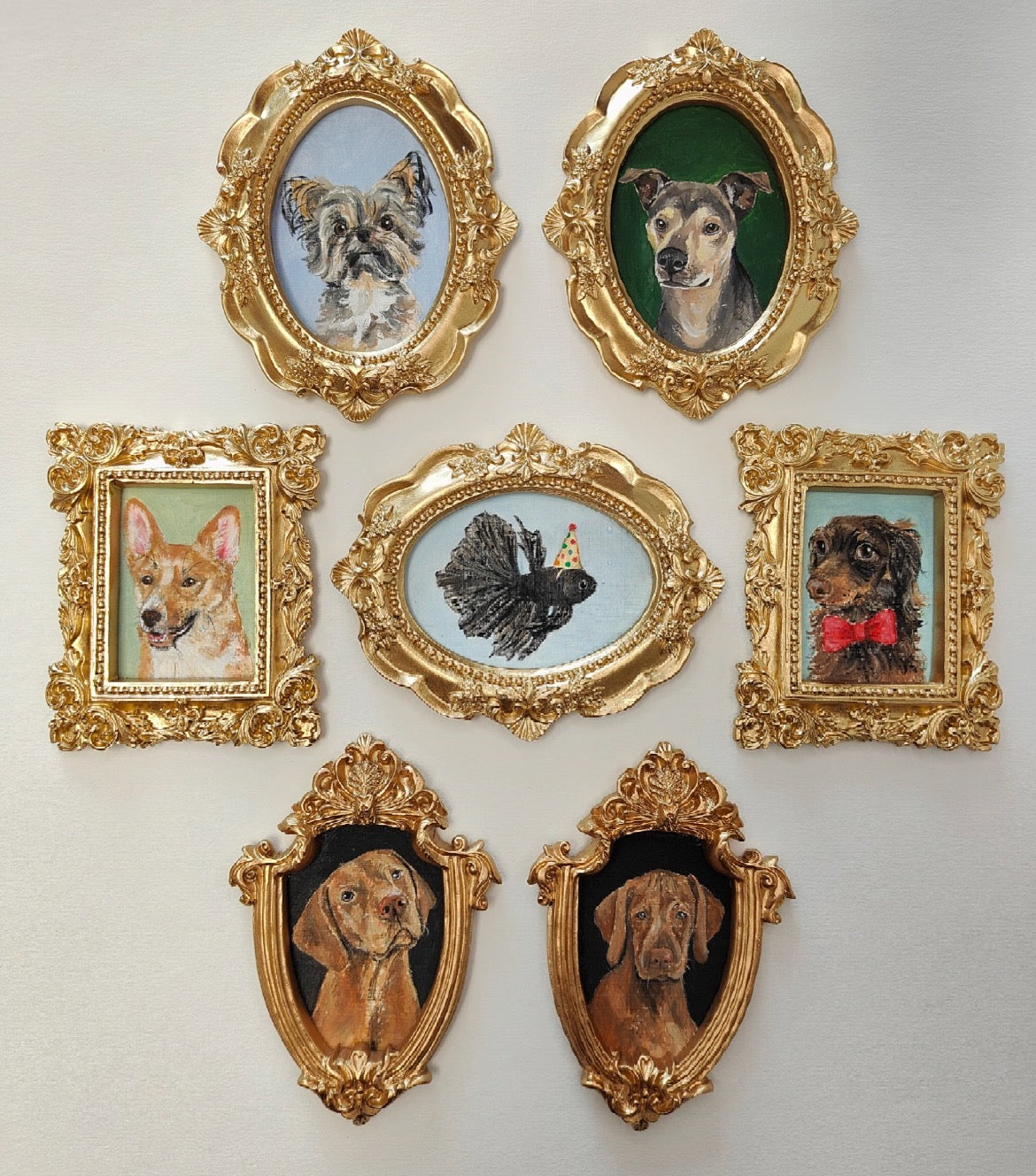 Personalisierter Haustier-Mini-Bilderrahmen mit Ölgemälde