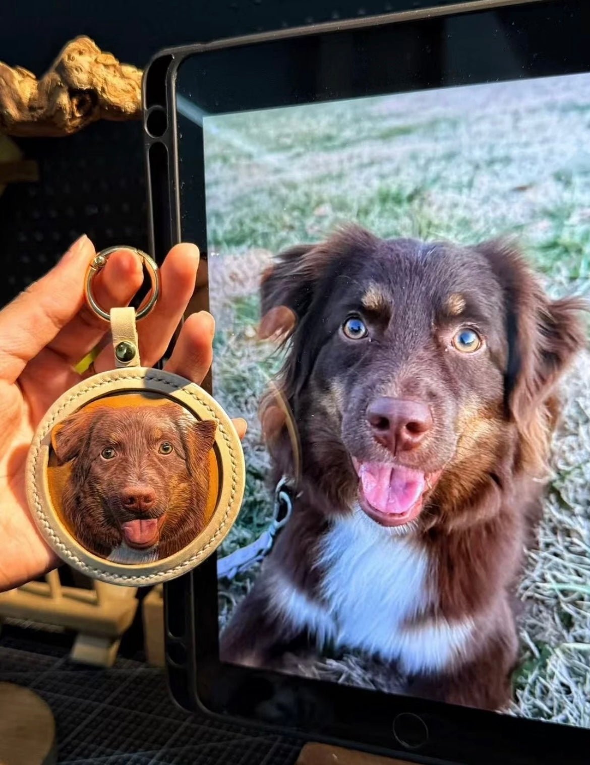 Personalisierter Haustier Schlüsselanhänger – 3D Ledergravur