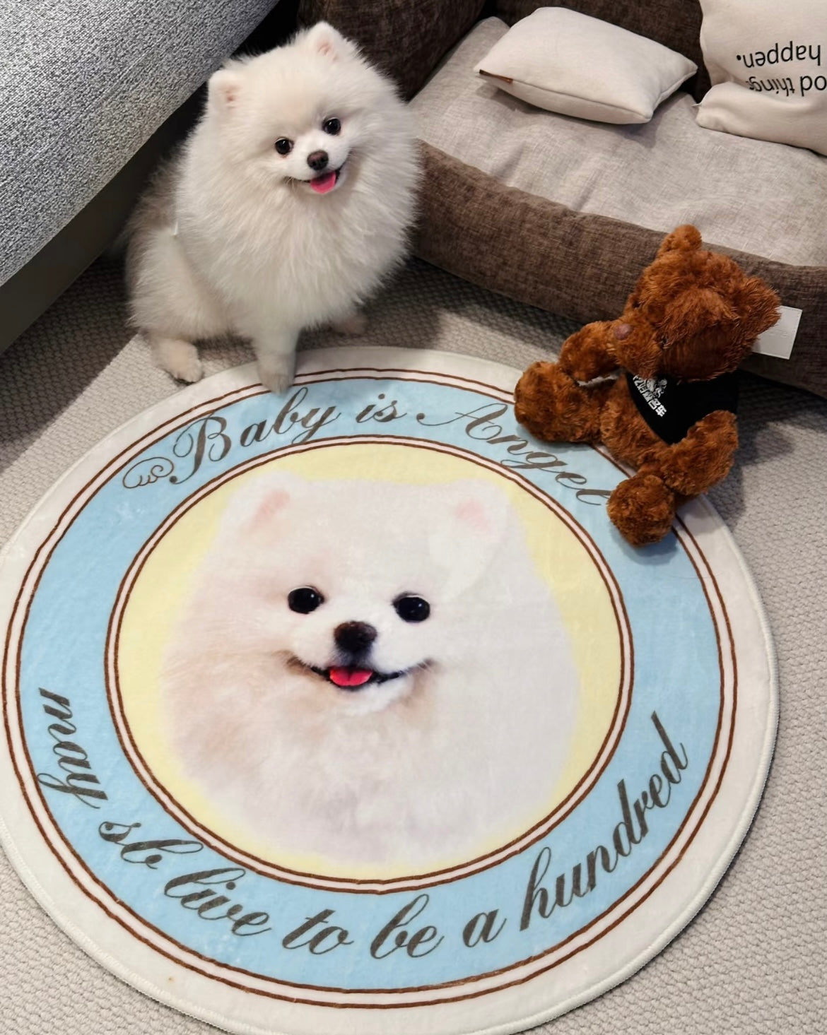 Produkt-Titel: Für immer bei dir: Personalisierter Gedenk-Teppich mit Tierportrait