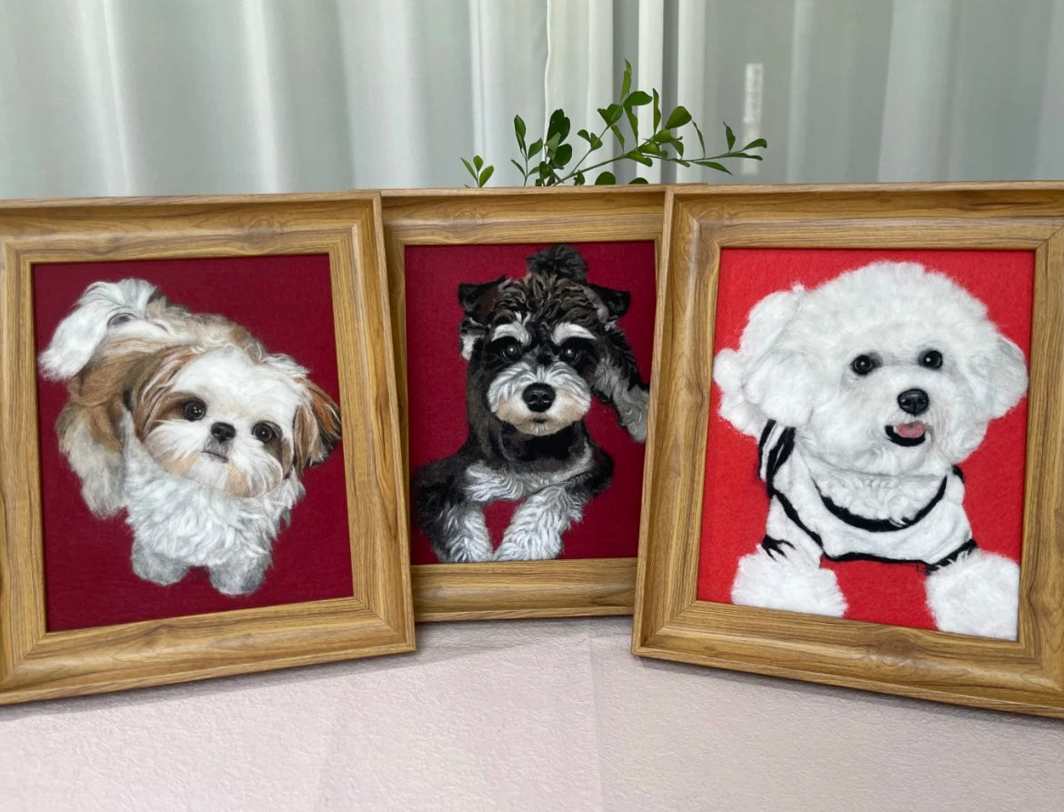 Personalisierte Haustier-Filzbild – Handgefertigte Wollfilz-Kunst