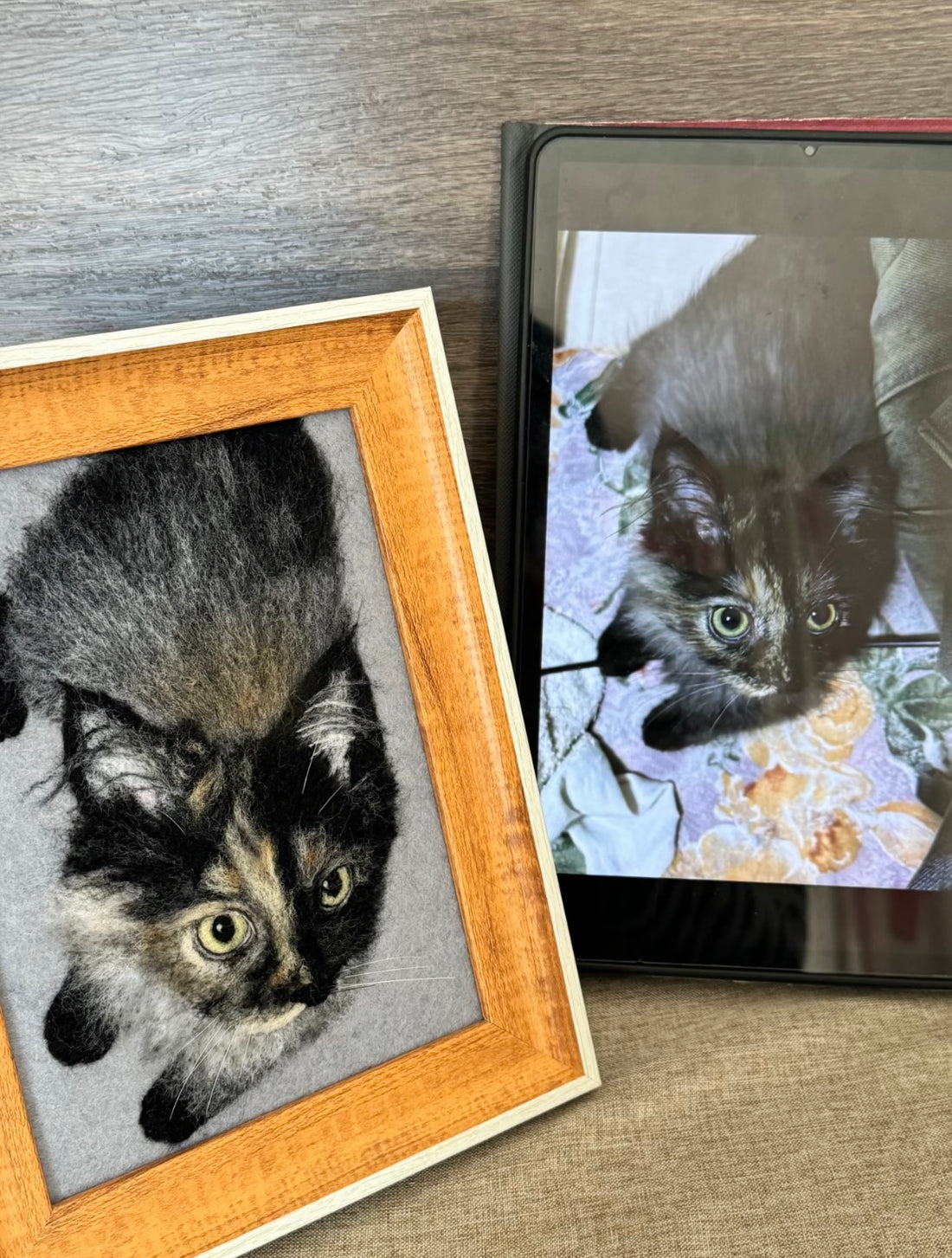 Personalisierte Haustier-Filzbild – Handgefertigte Wollfilz-Kunst