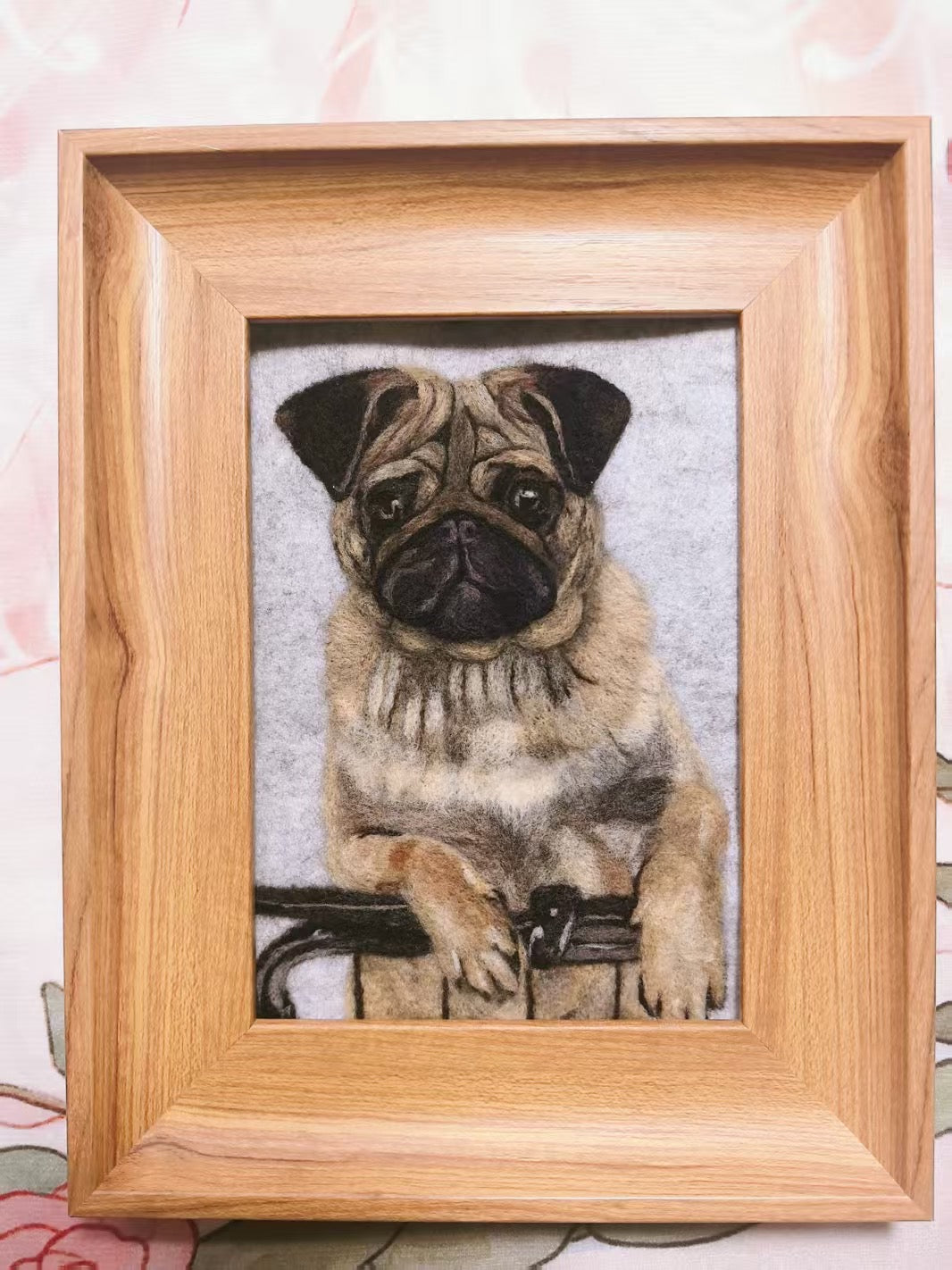 🐑 Personalisierte Haustier-Filzbild – Handgefertigte Wollfilz-Kunst